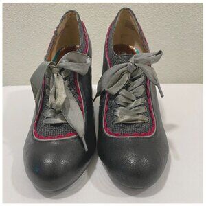 POETIC LICENCE LONDON "Backlash" Heeled Oxford Black/Burgundy 9/9.5